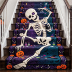 Skeleton Halloween Runner Rug - Seasonal Design | Festive Runner Rug - washable non-slip printed rug