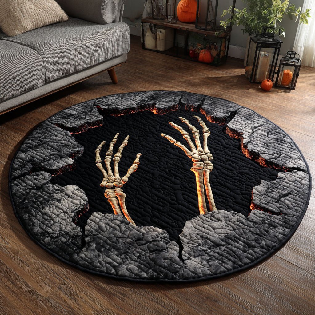 Skeleton Hands Halloween Round Mat Rug - washable non-slip printed rug