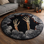 Skeleton Hands Halloween Round Mat Rug - washable non-slip printed rug