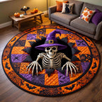 Skeleton Horror Round Mat Rug - Seasonal Design | Seasonal Round Rug - washable non-slip printed rug