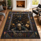 Skeleton Library Abyss Halloween area rug in a living room