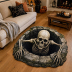 Skeleton Rise Custom Shape Area Rug - Seasonal Design | Die-Cut Non-Slip Rug - washable non-slip printed rug