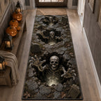 Skeleton Snare Runner Rug - Seasonal Design | Festive Runner Rug (Design 1) - washable non-slip printed rug