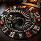 Skeleton Staircase Halloween Round Mat Rug - washable non-slip printed rug