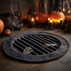 Skeleton Trapdoor Halloween Round Mat Rug - washable non-slip printed rug