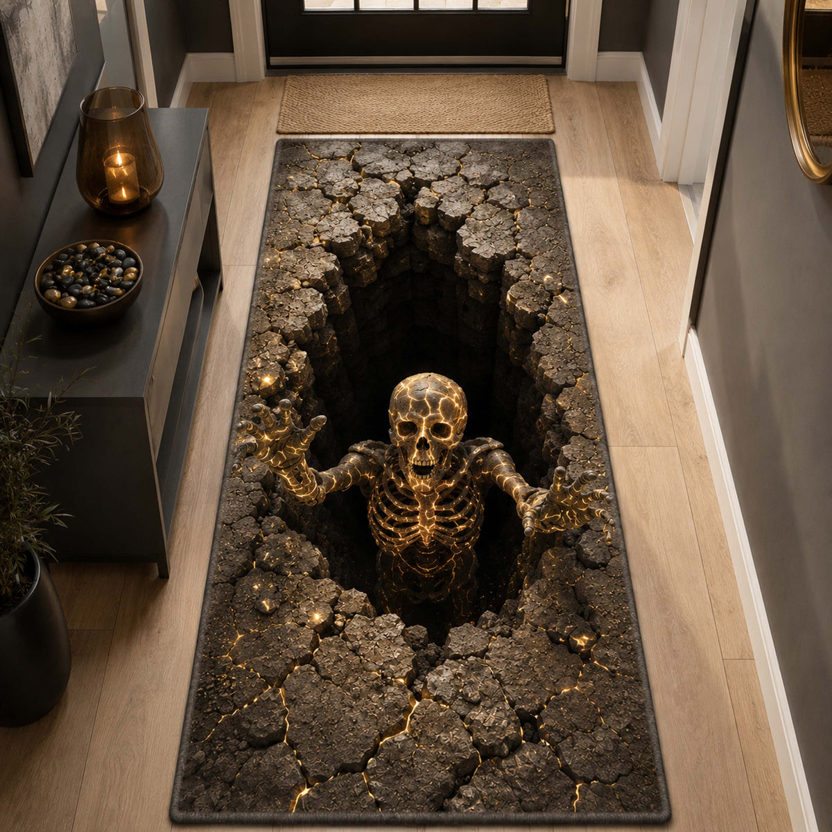 Skull Depths Runner Rug - Nature Design | Serene Runner Rug (Design 1) - washable non-slip printed rug