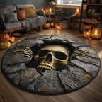 Skull Gate Round Mat Rug - washable non-slip printed rug