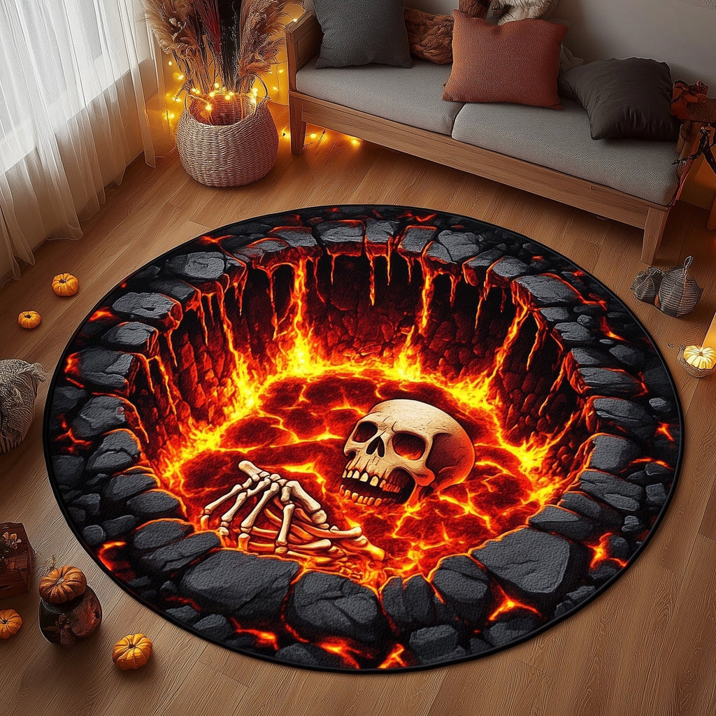 Skull Lava Round Mat Rug - Nature Design | Serene Home Decor