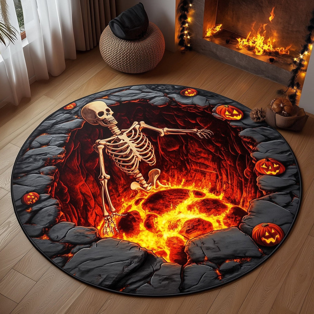 Skull Lava Round Mat Rug - Nature Design | Serene Home Decor