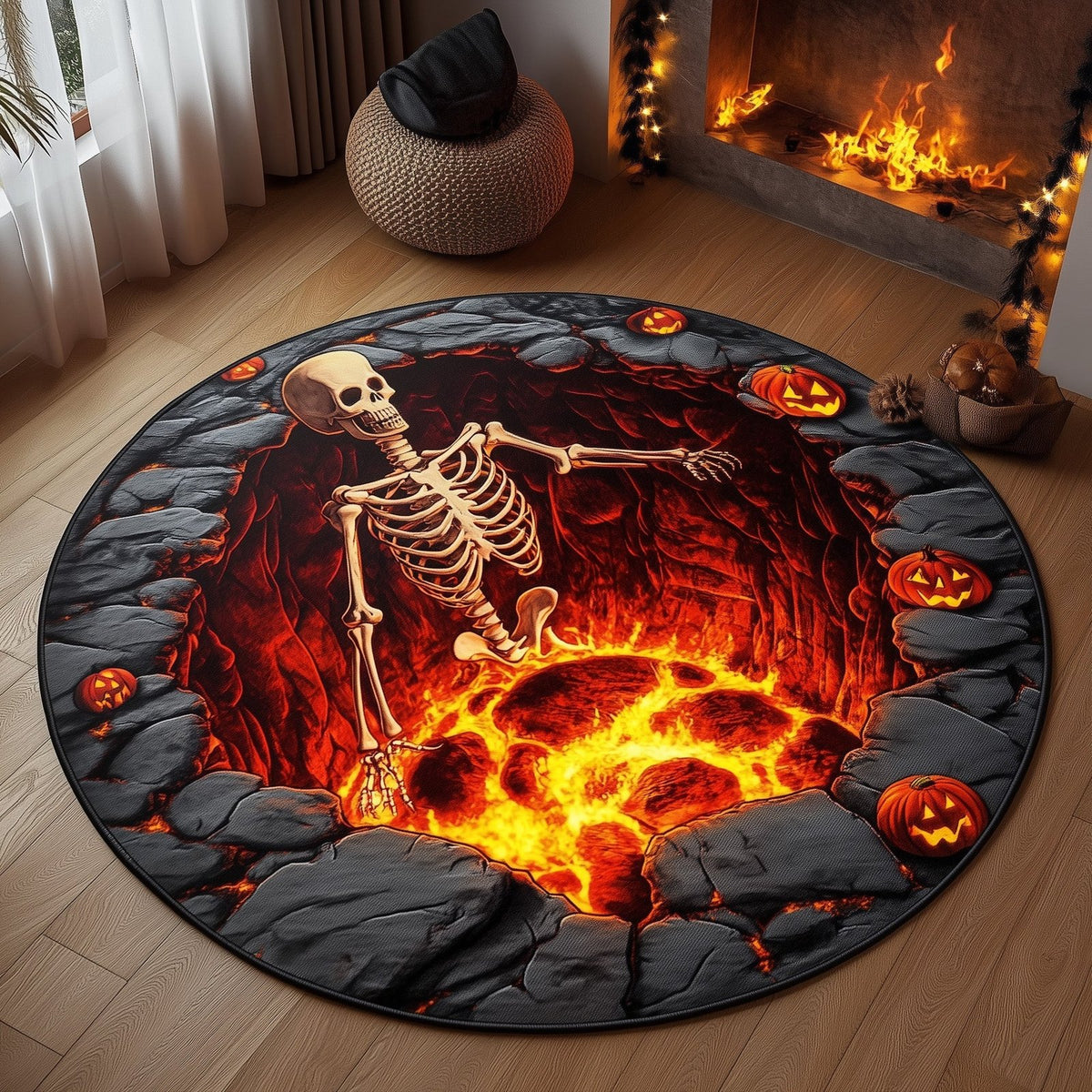 Skull Lava Round Mat Rug - Nature Design | Serene Home Decor