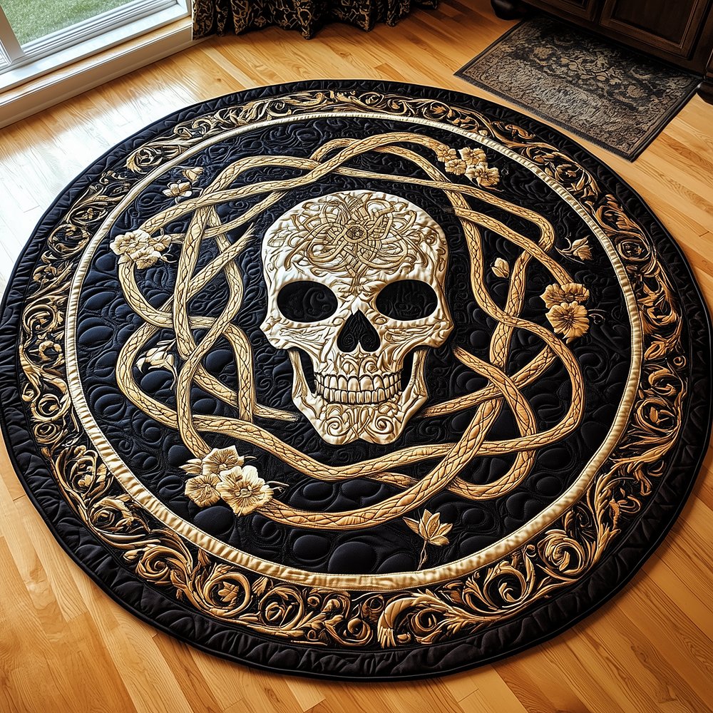 Skull (Design 4) Round Mat Rug - washable non-slip printed rug