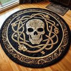 Skull (Design 4) Round Mat Rug - washable non-slip printed rug
