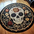 Skull (Design 5) Round Mat Rug - washable non-slip printed rug