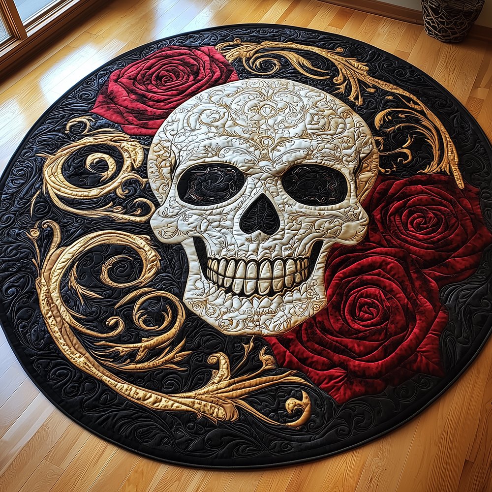 Skull (Design 2) Round Mat Rug - washable non-slip printed rug