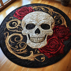 Skull (Design 2) Round Mat Rug - washable non-slip printed rug