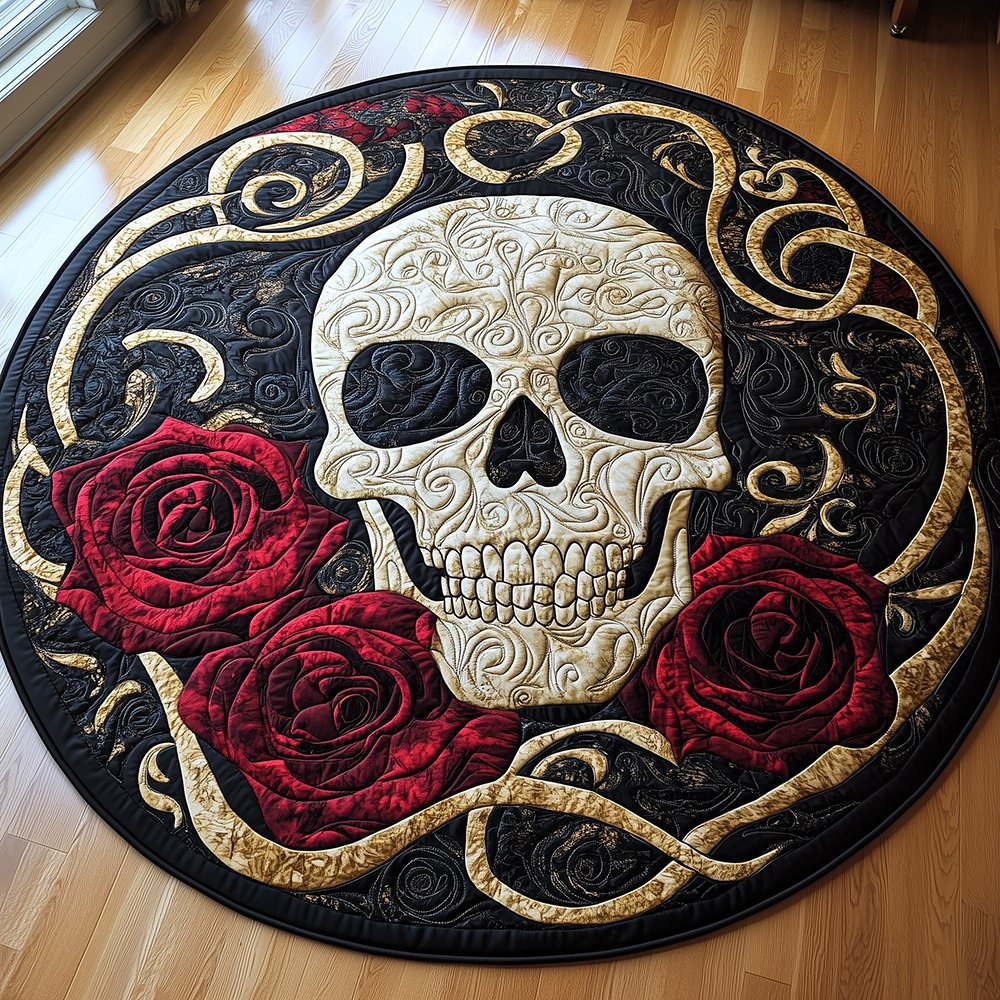 Skull (Design 8) Round Mat Rug - washable non-slip printed rug