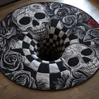 Skull Roses Round Mat Rug - washable non-slip printed rug