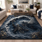 Skull Voyage area rug in a living room