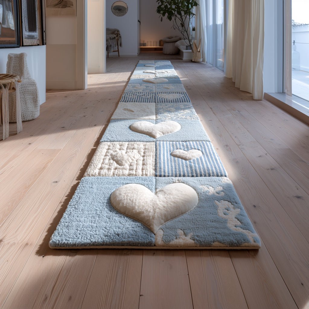 Sky Blue Heart Dream Runner Carpet Runner Rug - Cute Pet Design | Animal Printed Runner Rug