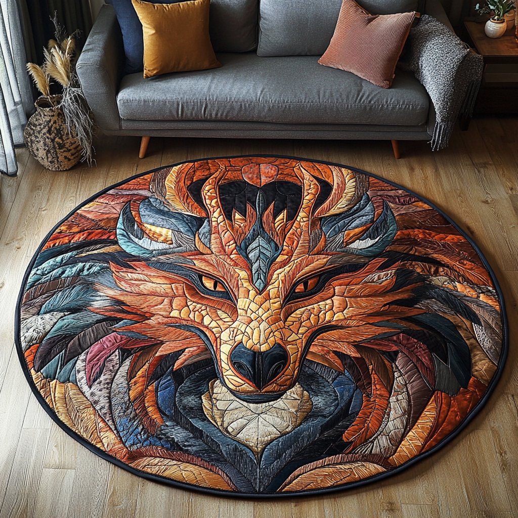 Sky Serpent Round Mat Rug - washable non-slip printed rug