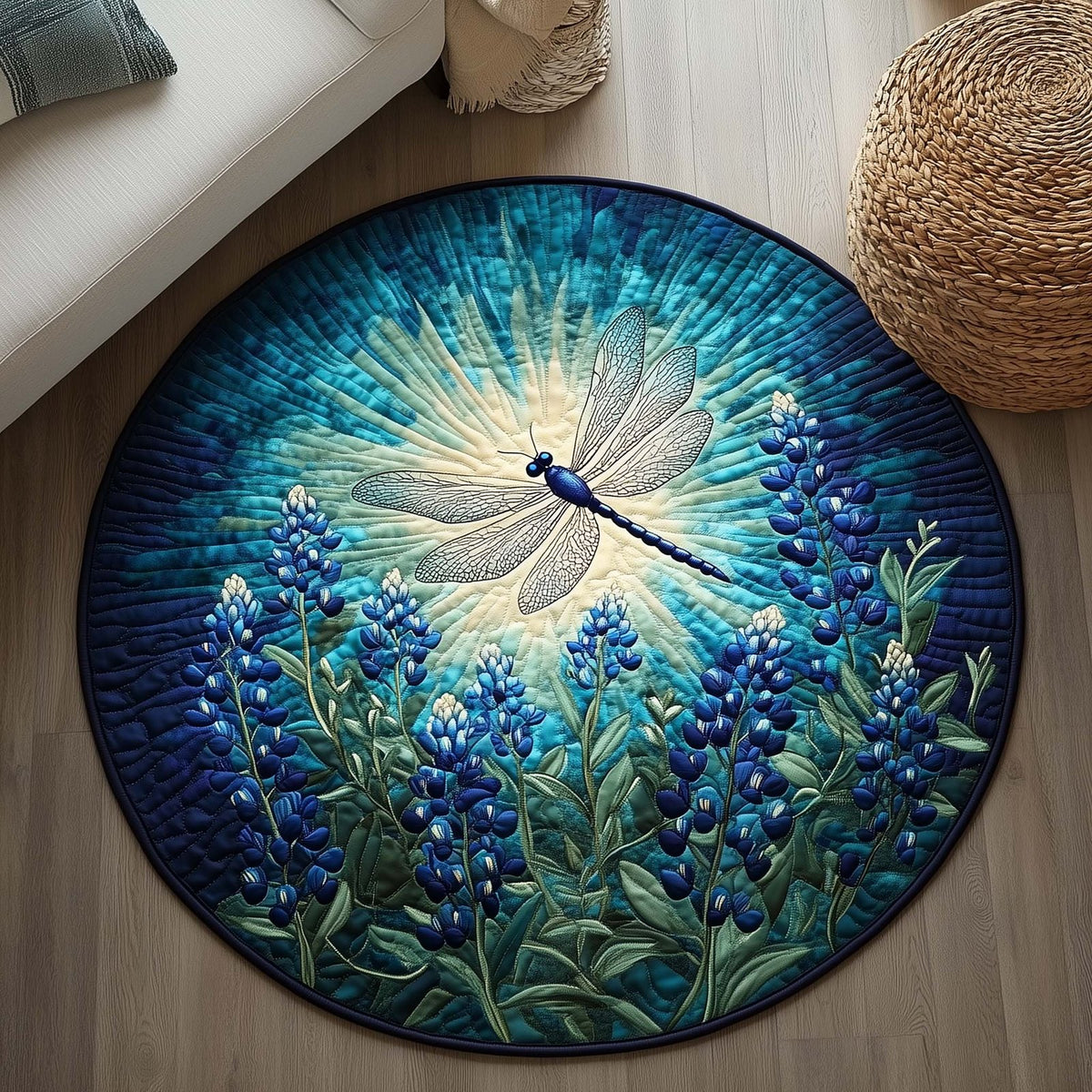 Skyburst Flight (Design 2) Round Mat Rug - washable non-slip printed rug
