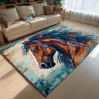 Skyfire Charger area rug in a living room