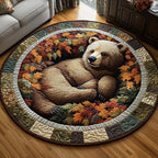 Sleeping Bear Round Mat Rug - washable non-slip printed rug
