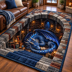 Sleeping Library Dragon area rug in a living room