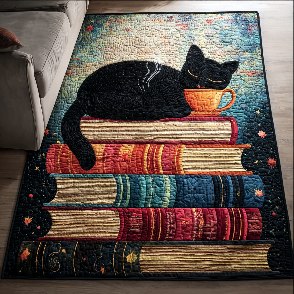 Sleepy Cat area rug in a living room