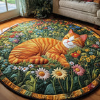 Sleepy Cat Round Mat Rug - Cute Pet Design | Animal Printed Home Decor