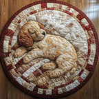 Sleepy Goldendoodle Round Mat Rug - washable non-slip printed rug