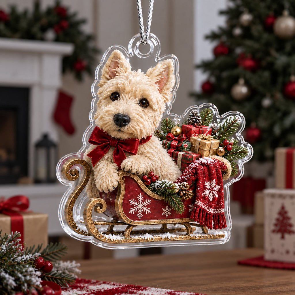 Sleigh Scottish Terrier Christmas Ornament