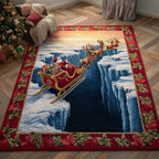 Sleigh Santa Claus area rug in a living room