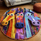 Smiling Herd Round Mat Rug - washable non-slip printed rug