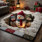 Smiling Snowman area rug in a living room