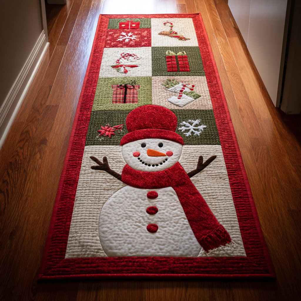 Smiling Snowman Runner Carpet Runner Rug - Cute Pet Design | Animal Printed Runner Rug