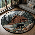 Smoky Bear Lodge Round Mat Rug - washable non-slip printed rug