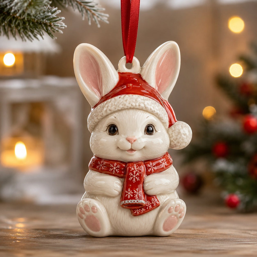Snow Bunny Christmas Ornament