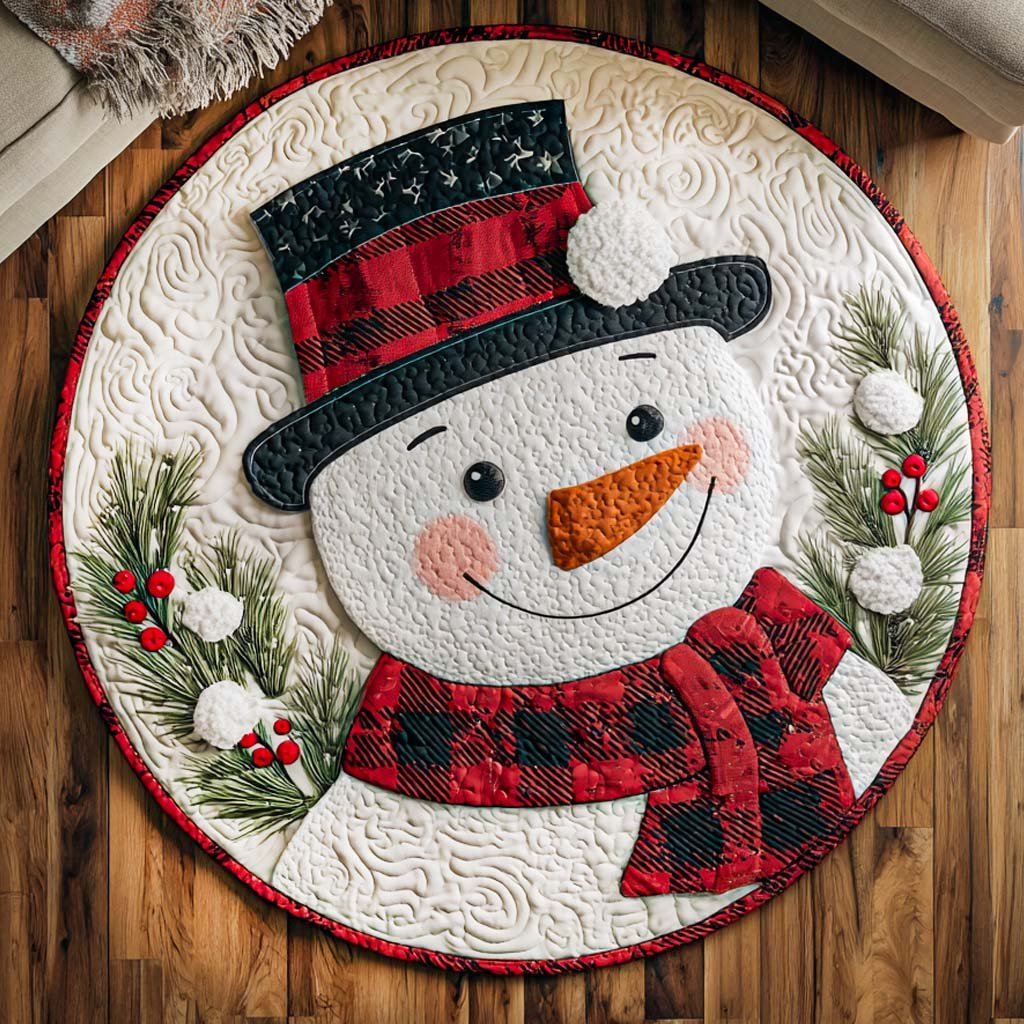 Snow Bliss Round Mat Rug - washable non-slip printed rug