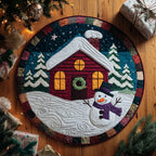 Snow Cabin Round Mat Rug - washable non-slip printed rug