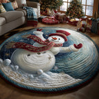Snow Dance Round Mat Rug - washable non-slip printed rug