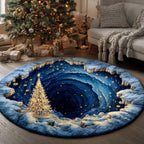 Snow Hole Night Round Mat Rug - washable non-slip printed rug
