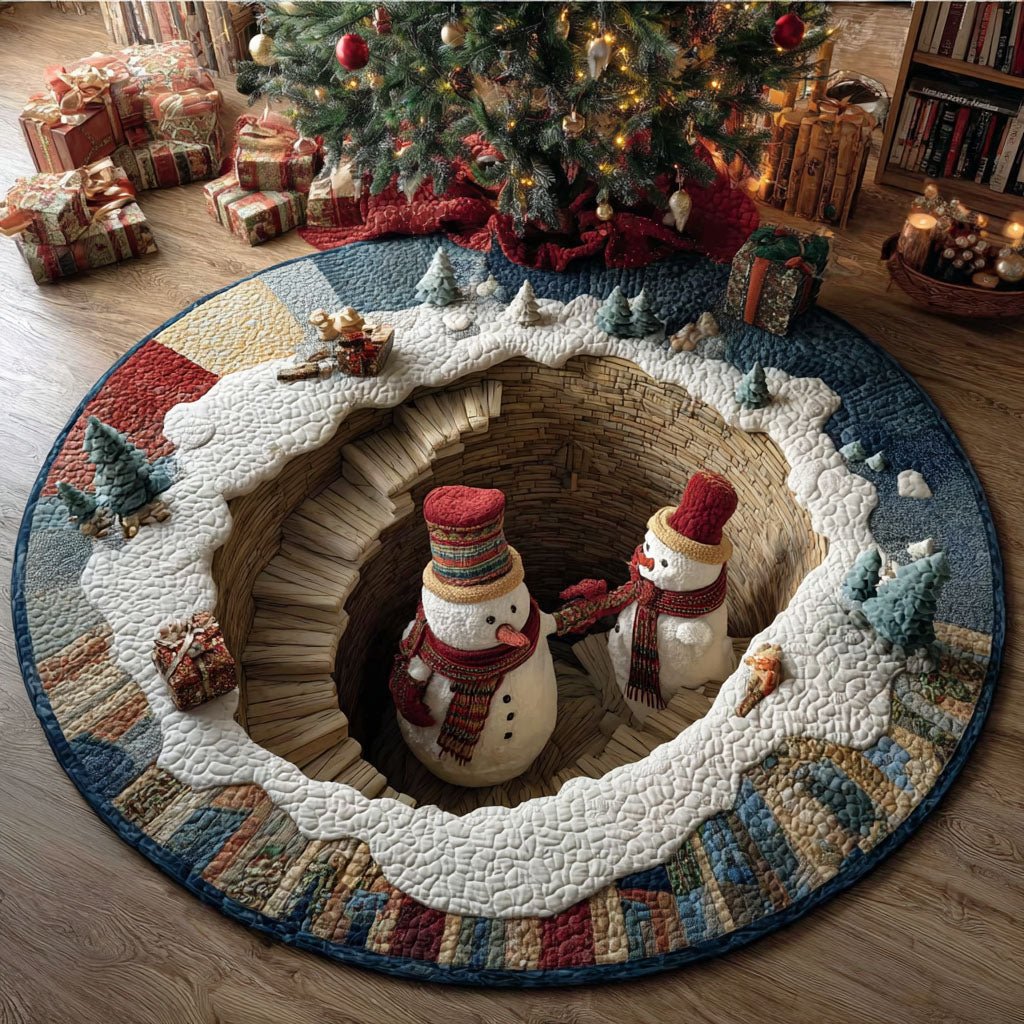 Snow Magicland Round Mat Rug - washable non-slip printed rug