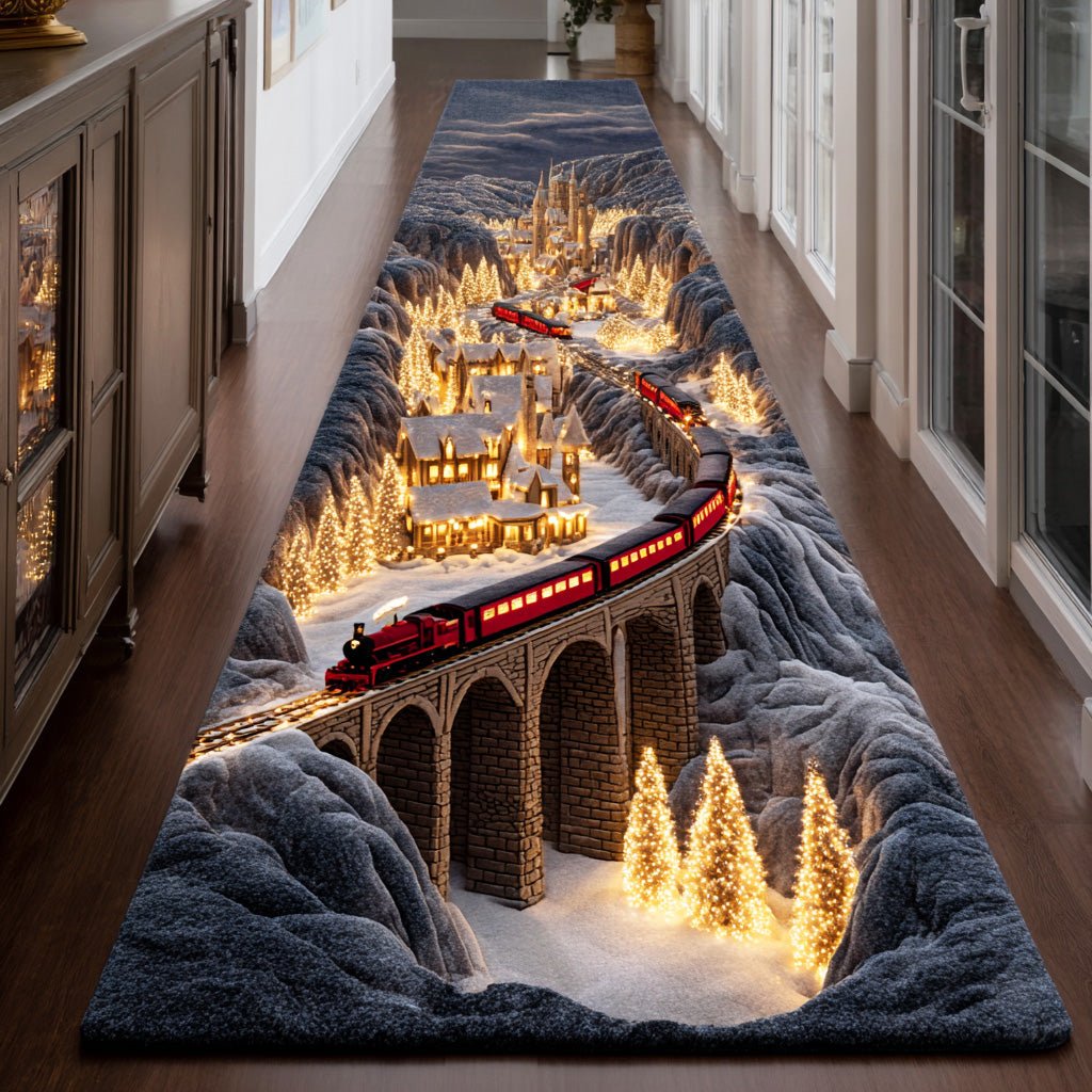 Snow Path Railway Runner Carpet Runner Rug - Cute Pet Design | Animal Printed Runner Rug