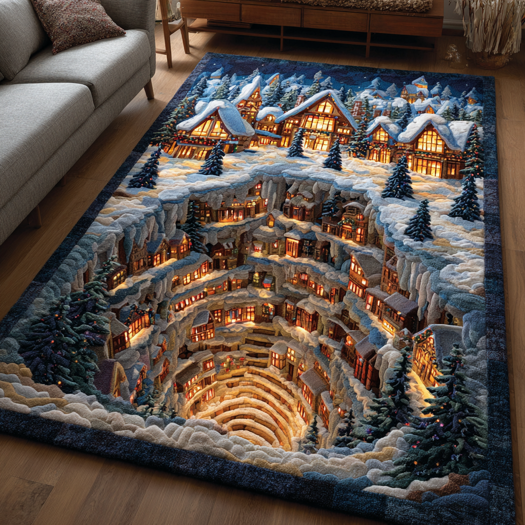 Snow Village area rug in a living room