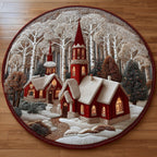 Snow Village Round Mat Rug - Nature Design | Serene Home Decor