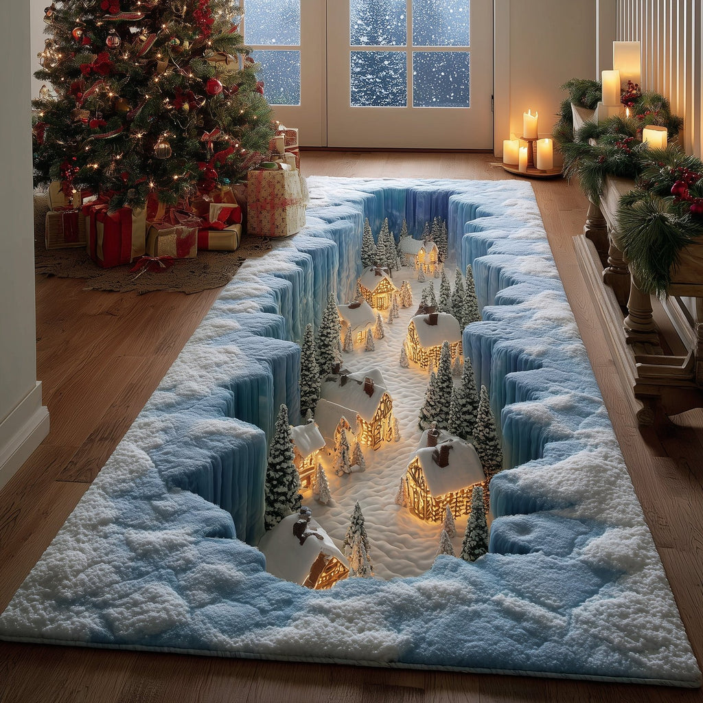 Snow Village Runner Rug - Nature Design | Serene Runner Rug