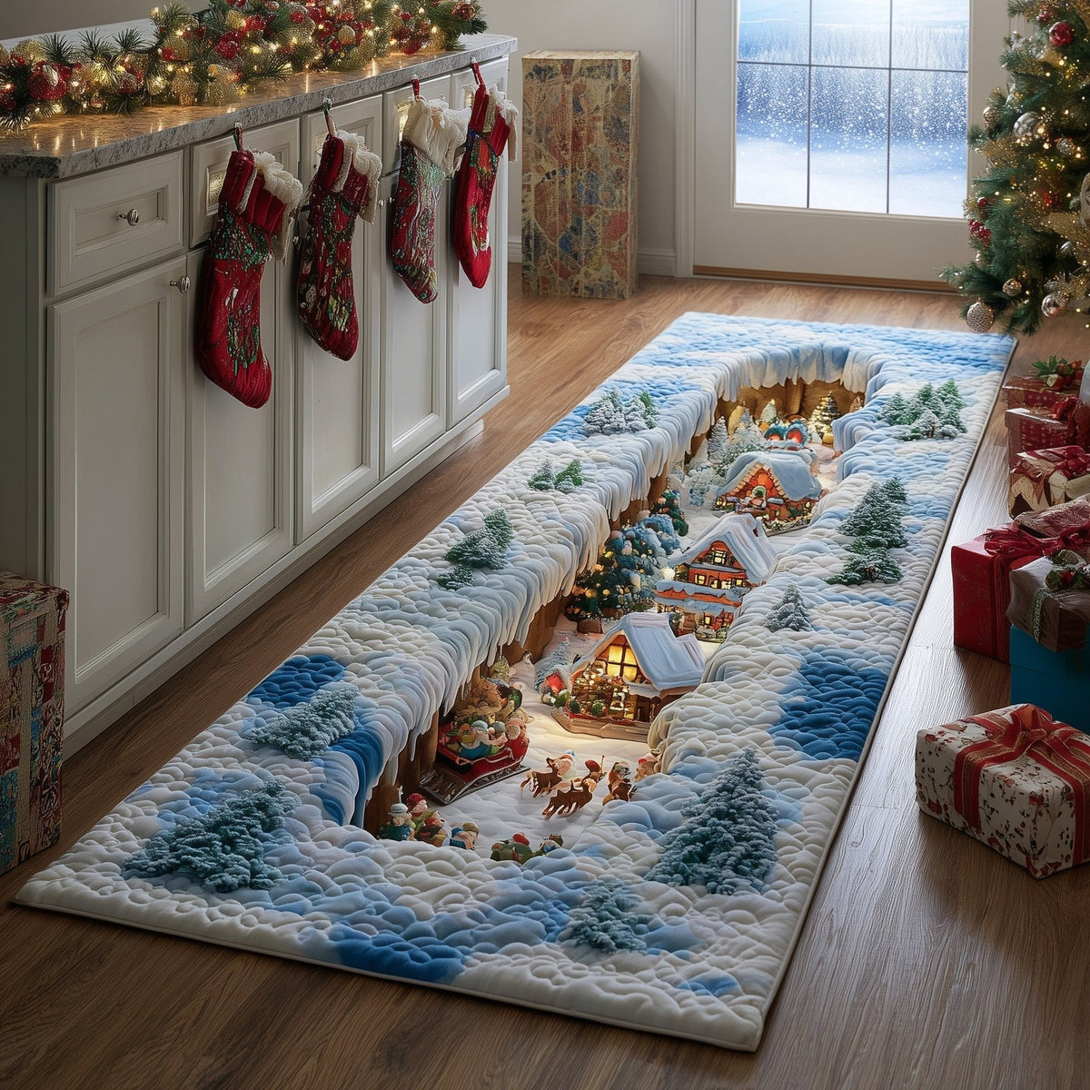 Snow Village Runner Rug - Nature Design | Serene Runner Rug