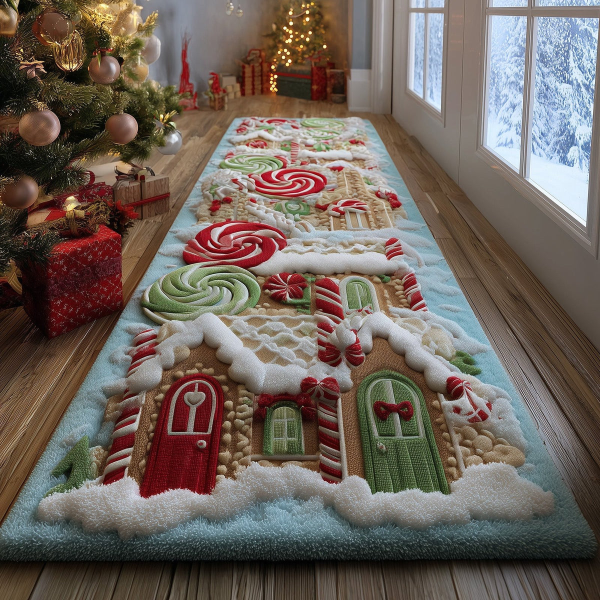 Snow Village Runner Rug - Nature Design | Serene Runner Rug