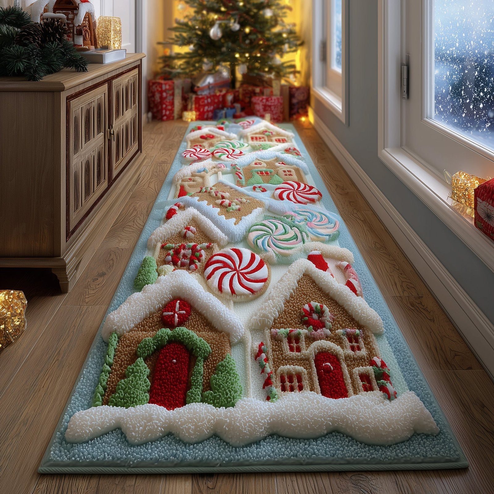 Snow Village Runner Rug - Nature Design | Serene Runner Rug